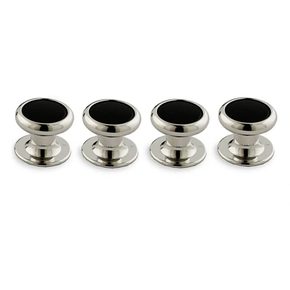 DAVID DONAHUE WHITE BRASS BLACK ONYX 4 SHIRT STUDS NWT